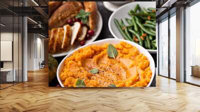 Mashed sweet potatoes on Thanksgiving table Wall mural