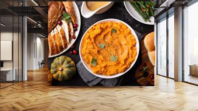 Mashed sweet potatoes on Thanksgiving table Wall mural