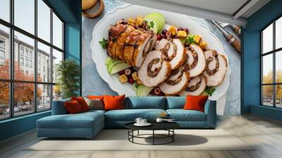 Pork loin roasted filled with cranberry bread stuffing Wall mural