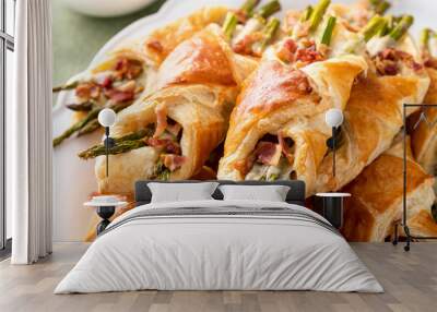 Puff pastry asparagus and bacon tarts for breakfast Wall mural