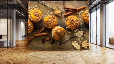 pumpkin muffins with oat and brown sugar crumble Wall mural