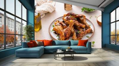 Roasted chicken drumsticks with garlic and herbs Wall mural