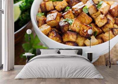 Stir fried tofu in a bowl Wall mural