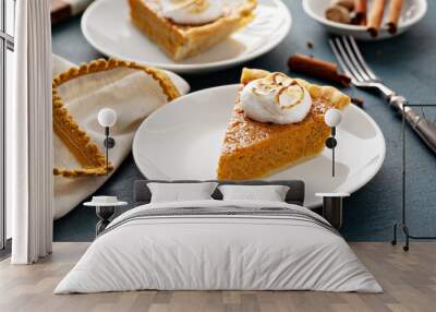 Sweet potato pie slice with toasted marshmallow topping Wall mural