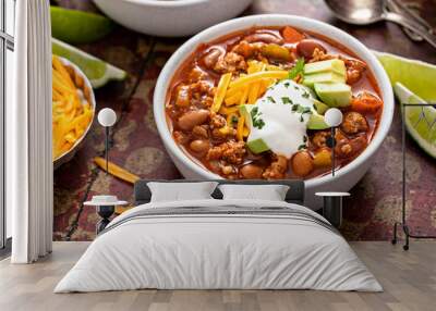 Traditional chili soup with meat and red beans Wall mural