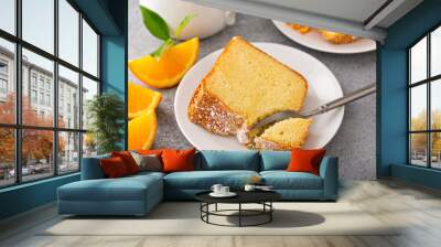 Traditional vanilla pound cake with orange extract, Bundt cake Wall mural