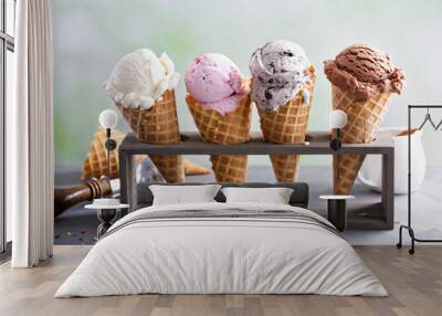 Variety of ice cream cones Wall mural