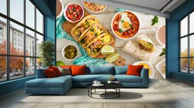 Variety of mexican cuisine dishes on a table Wall mural