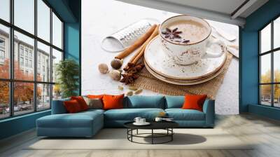 Warm chai tea with winter spices Wall mural