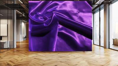 Closeup of purple satin or silk texture background. Copy space  with  elegant wallpaper design Wall mural