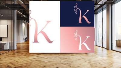 rose gold nature leaf crown beauty logo letter K Wall mural