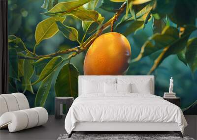 Fresh ripe juicy mango isolated on white Wall mural