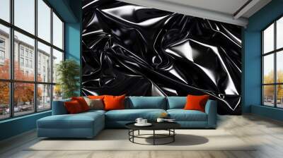 A glossy black foil texture background, reminiscent of the deep, infinite expanse of a night sky, offering a powerful and elegant backdrop. Wall mural