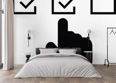 Check mark icon. User Interface tick box active mouse hand cursor flat Icons. Checklist fill tick box Wall mural