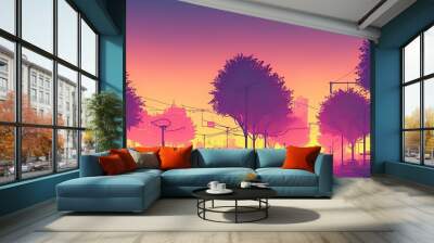 city landscape snthwve style Wall mural