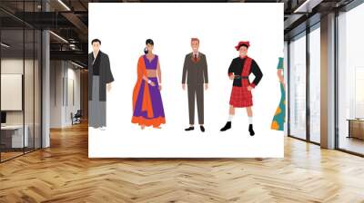 Multicultural people crowd. Diverse person group, isolated multi ethnic community portrait. Vector illustration characters Wall mural