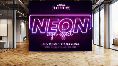 neon light sign editable vector text effect	 Wall mural