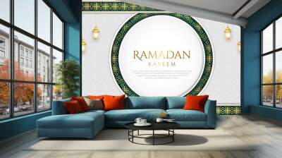 White luxury ramadan background with decorative ornament pattern and lanterns Premium Vector	 Wall mural