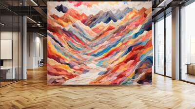 The colorful powder piled up into a painting of mountains and rivers Wall mural