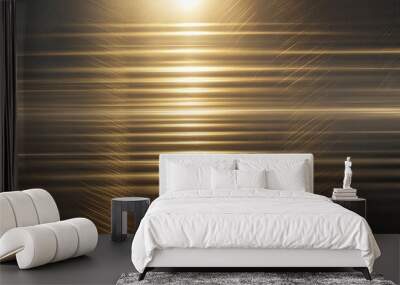 gold metal texture background with horizontal beams of light Wall mural