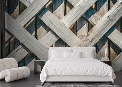 patterned white concrete fence as background texture Wall mural