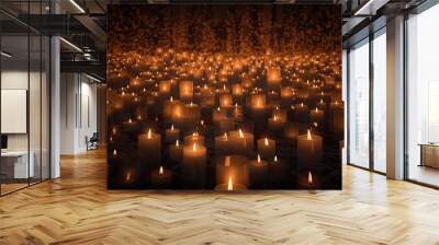 Candlemas. Light of the world. Christian Holiday. Burning candles in a church, close-up, toned. Wall mural