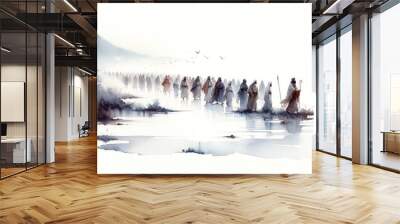 Exodus from Egypt. Exodus 12:40. Old Testament. Watercolor Biblical Illustration Wall mural