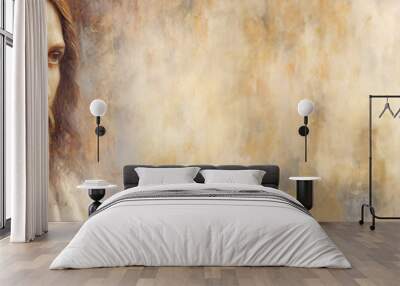 Jesus Christ in front of a grunge textured background with copy space Wall mural