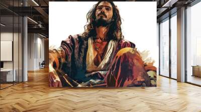 Jesus Christ. Abstract colorful Illustration. Digital painting. Wall mural