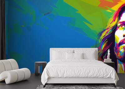 Jesus Christ. Vector illustration of Jesus Christ on abstract colorful background with copy space Wall mural