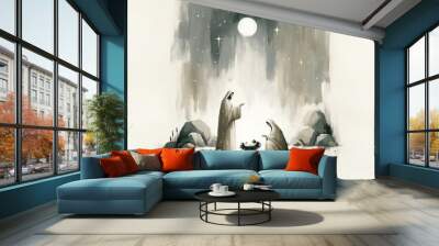 Nativity Scene with Mary and Joseph in the night sky Wall mural