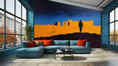 Parable of the Prodigal Son. Man standing in front of a desert landscape Wall mural