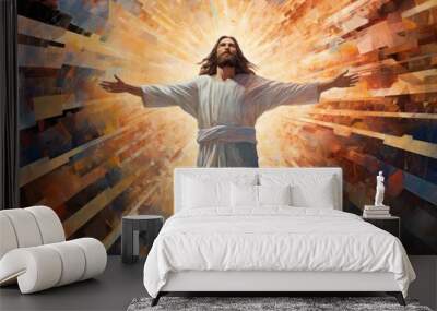 The Resurrection of Jesus. Christian concept interpretation. Artwork Wall mural