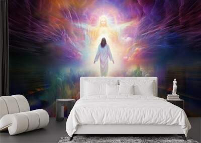 The Resurrection of Jesus. Christian concept interpretation. Artwork Wall mural