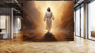 The Resurrection of Jesus. Christian concept interpretation. Artwork Wall mural