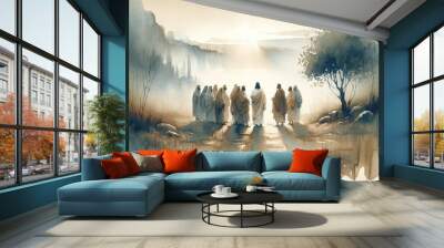 The twelve chosen, disciples. Biblical. Christian religious watercolor Illustration Wall mural