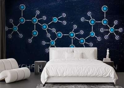 abstract glowing network illustration with text exchanging infor Wall mural