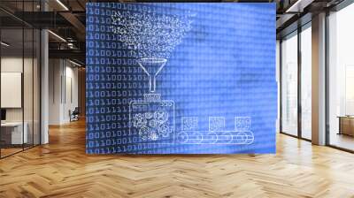 data transformation, factory processing binary code Wall mural