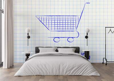 shopping cart, symbol of marketing techniques and strategy Wall mural