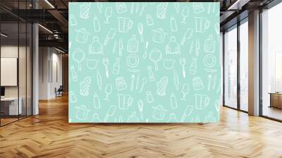 cooking tools seamless pattern background set Wall mural