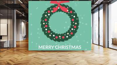 merry christmas and happy new year greeting card Wall mural