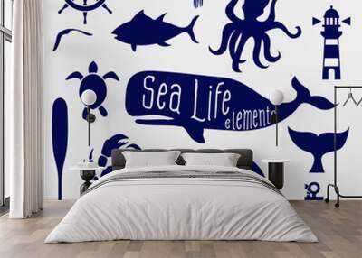 sea life element,icon set Wall mural