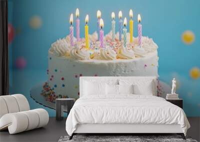 birthday cake with candle Wall mural