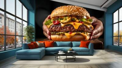 burger with cheezy sauce Wall mural