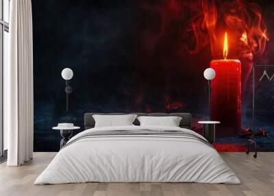 burning candle in the dark Wall mural