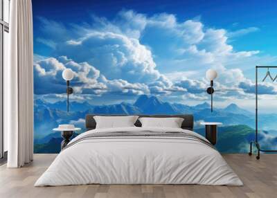 clouds over the mountains Wall mural