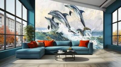 dolphin jumping in the water Wall mural