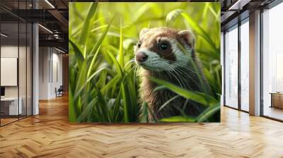 ferret on the grass Wall mural