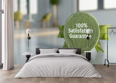 Green Satisfaction Guarantee Badge Wall mural