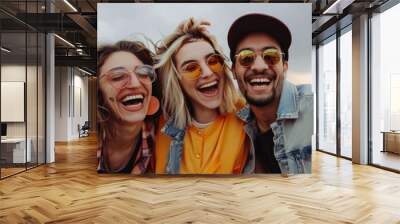 group of people in mask Wall mural